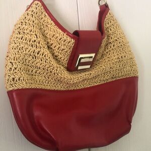 Red and Tan Talbots Woven Shoulder Bag